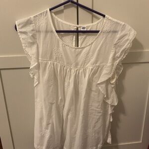 White Ruffled Beachy Blouse